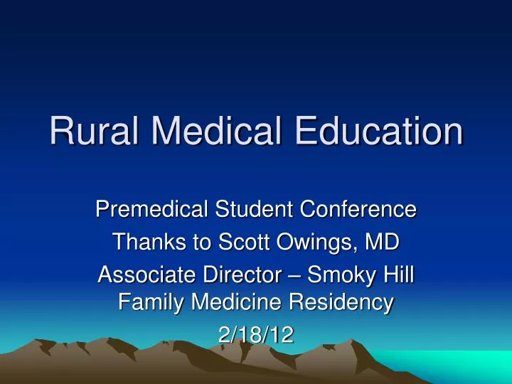 rural medical education