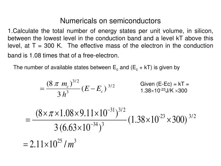 numericals on semiconductors