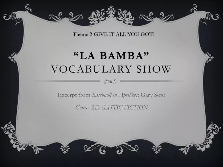 la bamba vocabulary show