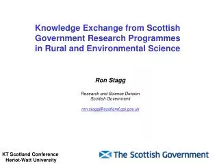 Knowledge Exchange from Scottish Government Research Programmes in Rural and Environmental Science