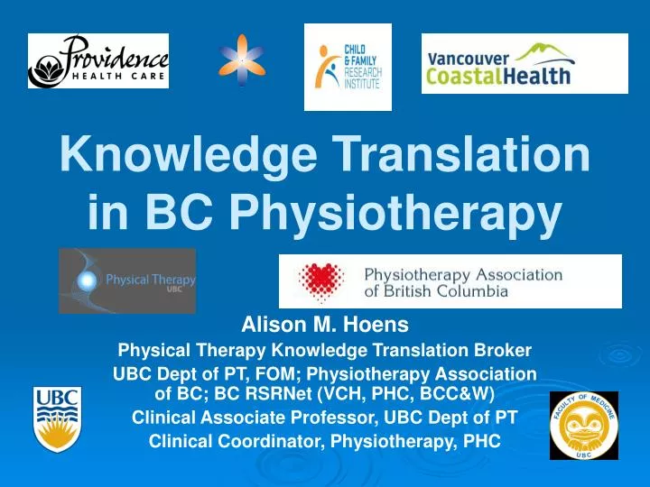knowledge translation in bc physiotherapy