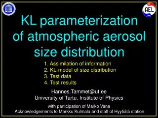 KL-parameterization of atmospheric aerosol size distribution