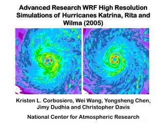 Advanced Research WRF High Resolution Simulations of Hurricanes Katrina, Rita and Wilma (2005)