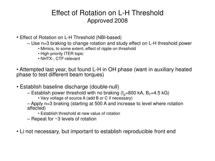 effect of rotation on l h threshold approved 2008