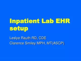 Inpatient Lab EHR setup