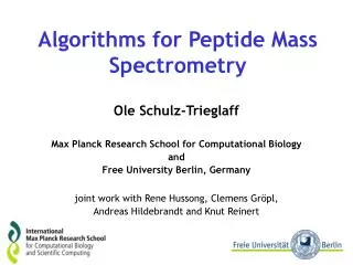 Algorithms for Peptide Mass Spectrometry