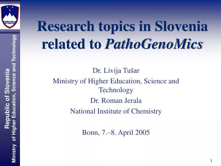 research topics in slovenia related to pathogenomics