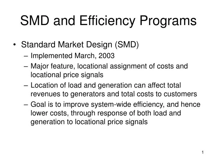 smd and efficiency programs