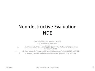 Non-destructive Evaluation NDE