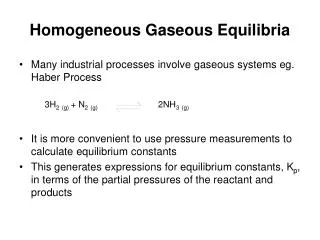 Homogeneous Gaseous Equilibria