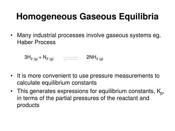 homogeneous gaseous equilibria