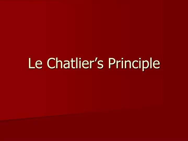 le chatlier s principle