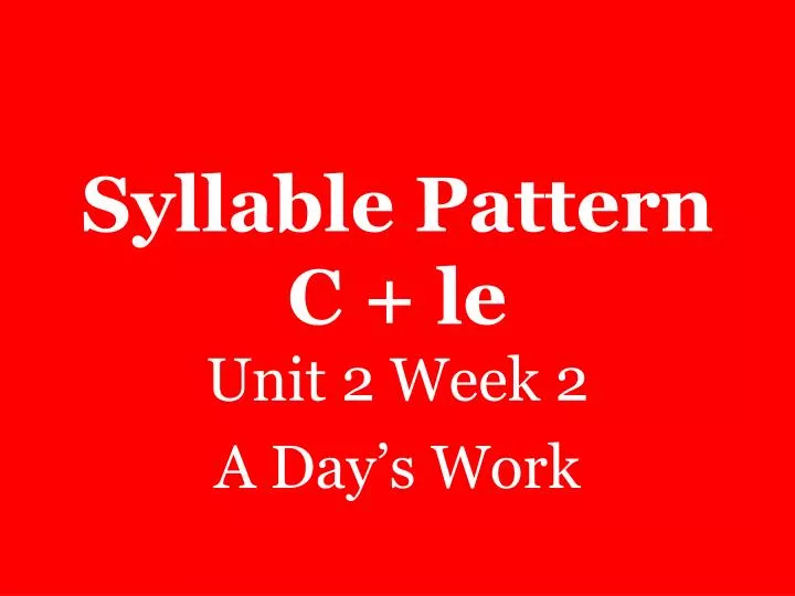 syllable pattern c le