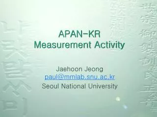APAN-KR Measurement Activity