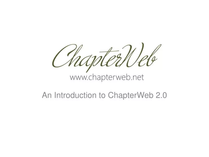 an introduction to chapterweb 2 0