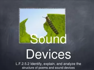 Sound Devices L.F.2.5.2 Identify, explain, and analyze the structure of poems and sound devices