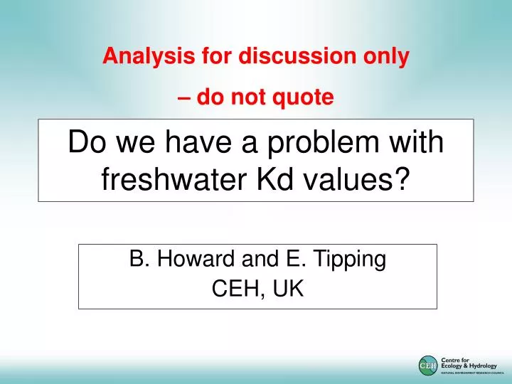 do we have a problem with freshwater kd values