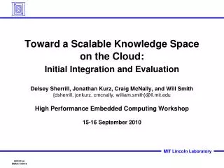 Toward a Scalable Knowledge Space on the Cloud: Initial Integration and Evaluation