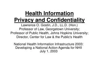Institute of Medicine on the National Health Information Infrastructure
