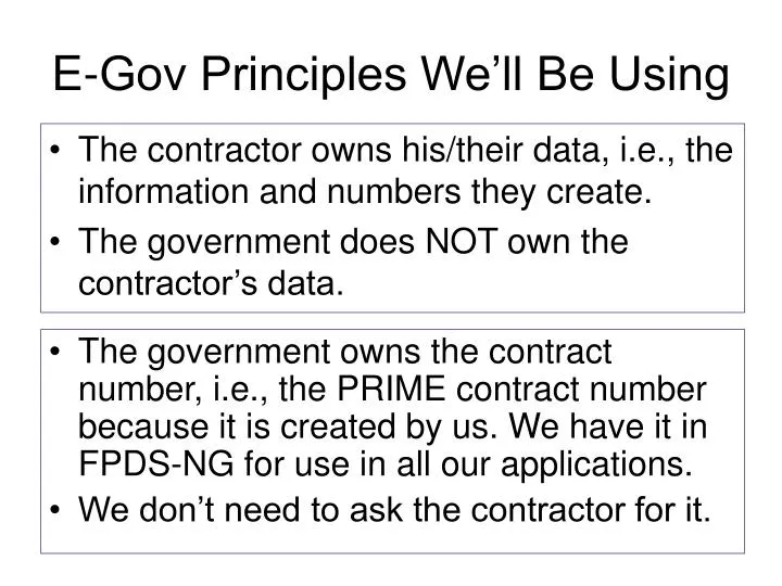 e gov principles we ll be using
