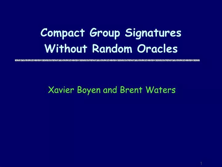 compact group signatures without random oracles