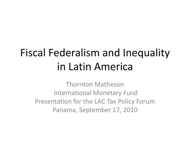 fiscal federalism and inequality in latin america