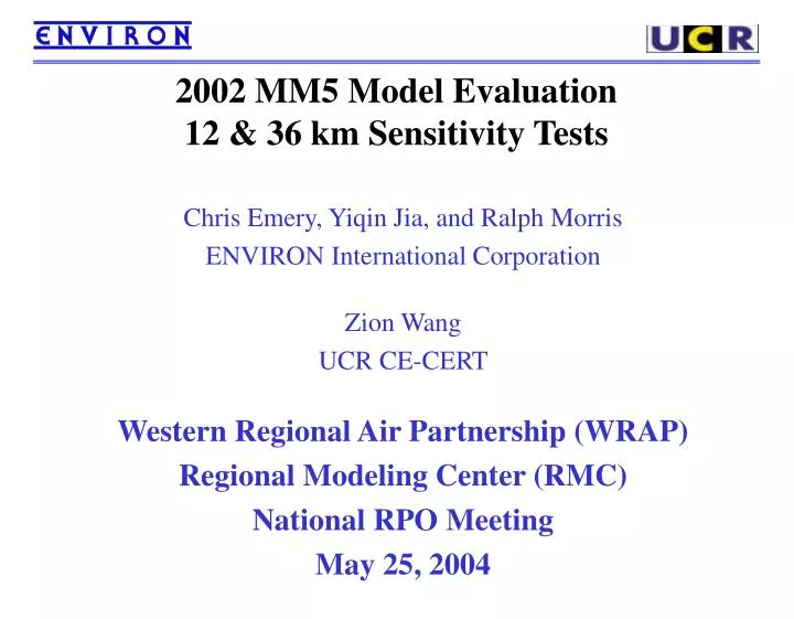 2002 mm5 model evaluation 12 36 km sensitivity tests