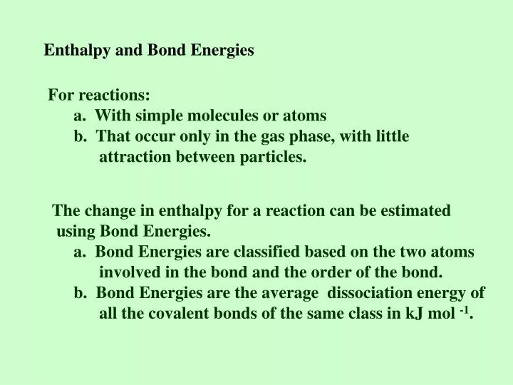 enthalpy and bond energies