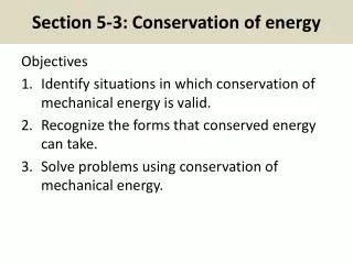 Section 5-3: Conservation of energy