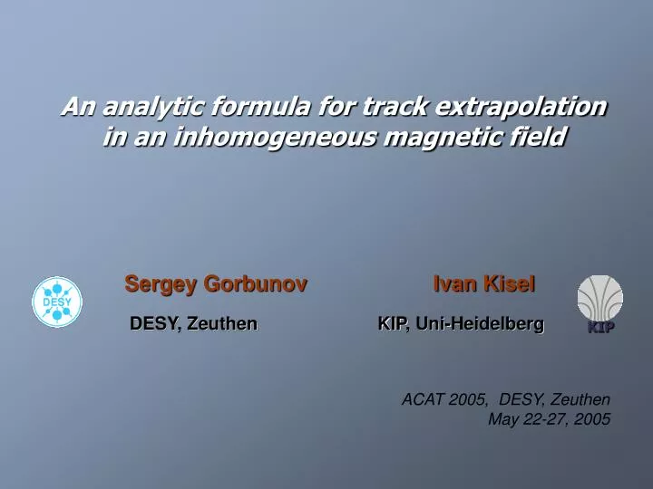 an analytic formula for track extrapolation in an inhomogeneous magnetic field