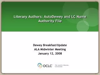 Literary Authors: AutoDewey and LC Name Authority File