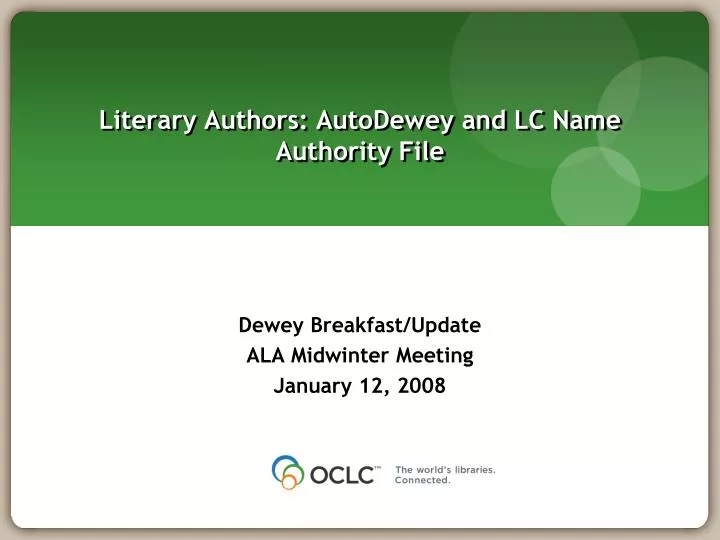 literary authors autodewey and lc name authority file