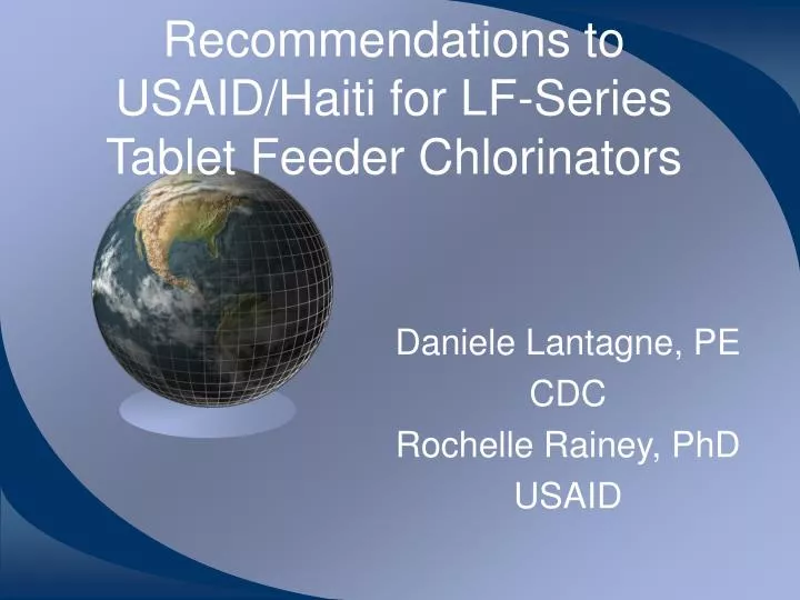recommendations to usaid haiti for lf series tablet feeder chlorinators