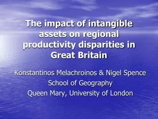 The impact of intangible assets on regional productivity disparities in Great Britain