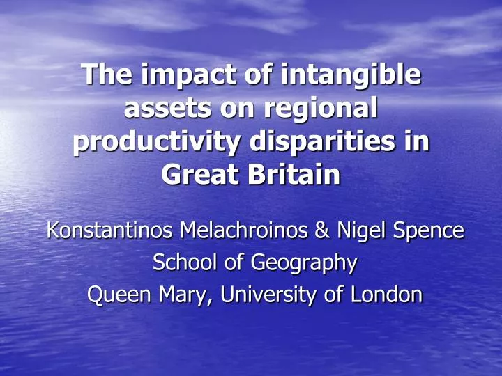 the impact of intangible assets on regional productivity disparities in great britain