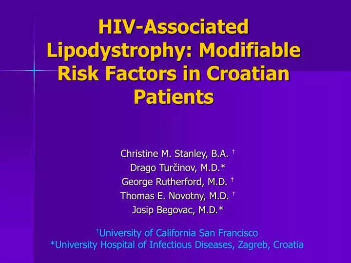 hiv associated lipodystrophy modifiable risk factors in croatian patients