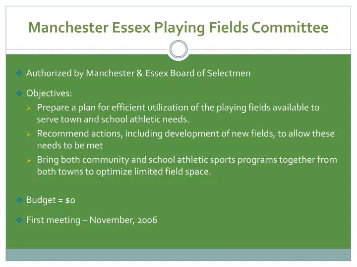 manchester essex playing fields committee