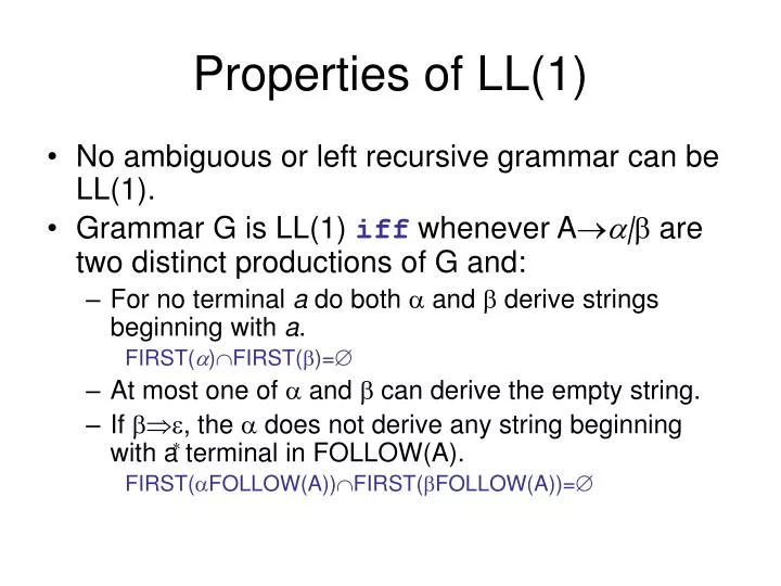 properties of ll 1