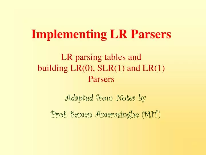 implementing lr parsers