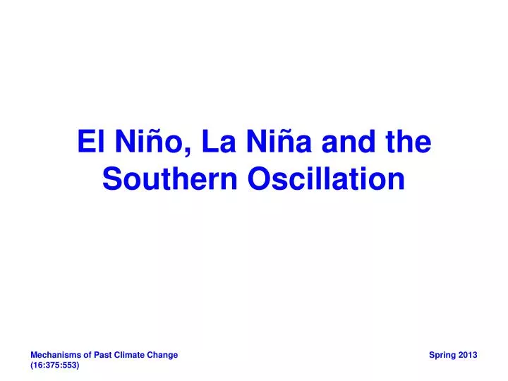 el ni o la ni a and the southern oscillation