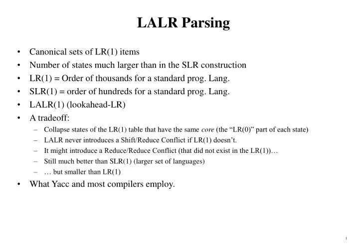 lalr parsing