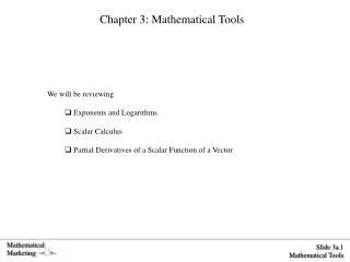 Chapter 3: Mathematical Tools