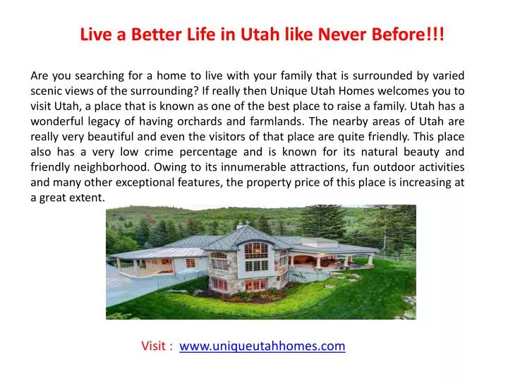 live a better life in utah like never before