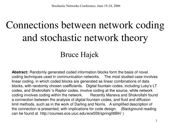 connections between network coding and stochastic network theory