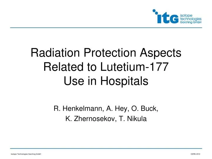 radiation protection aspects related to lutetium 177 use in hospitals