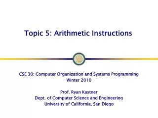 Topic 5: Arithmetic Instructions