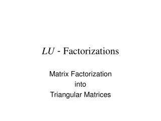 LU - Factorizations