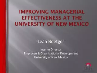 Improving Managerial Effectiveness at the University of New Mexico