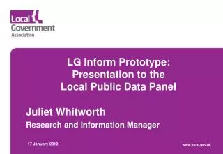 LG Inform Prototype: Presentation to the Local Public Data Panel
