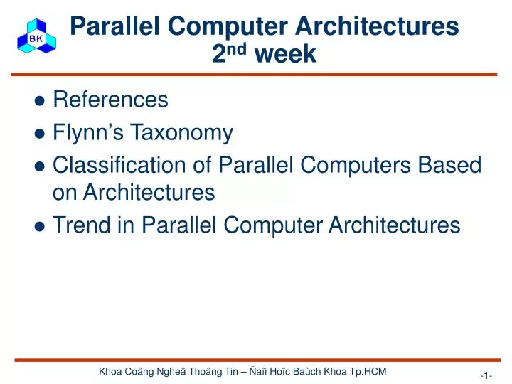 parallel computer architectures 2 nd week